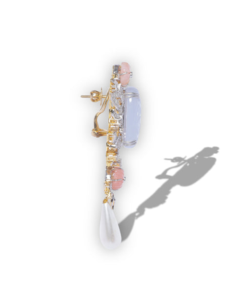 PINK BLUE OPAL STUNNER EARRINGS