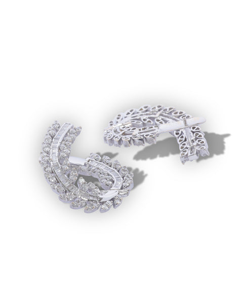 OVAL DIAMOND HOOP EARRINGS