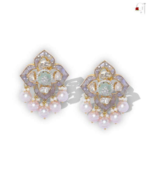 TANZANITE GLORY POLKI STUDS