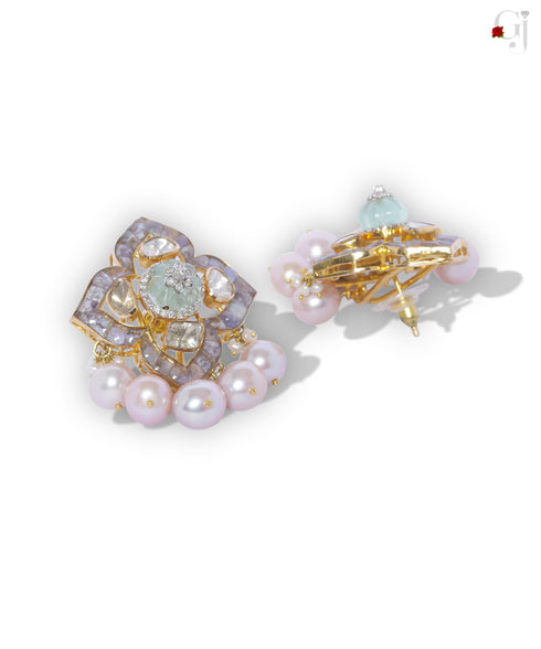 TANZANITE GLORY POLKI STUDS