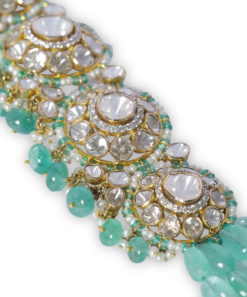 EMERALD GRANDEUR POLKI NECKLACE