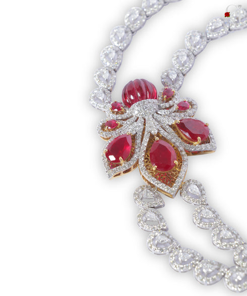 RUBY & PEAR GARLAND NECKLACE