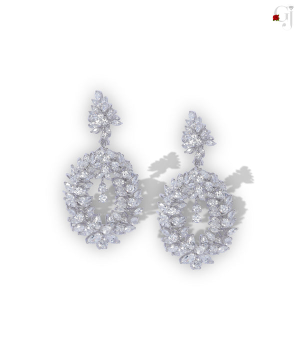 SILVER ALL WHITE PARTY DANGLERS